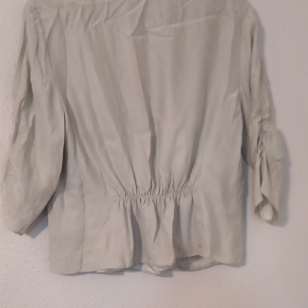 Frame Denim‎ Gray Pleated 3/4 Sleeve Blouse - Picture 4 of 11
